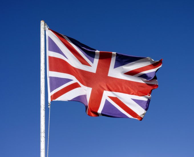 Flag of the United Kingdom waving in the wind